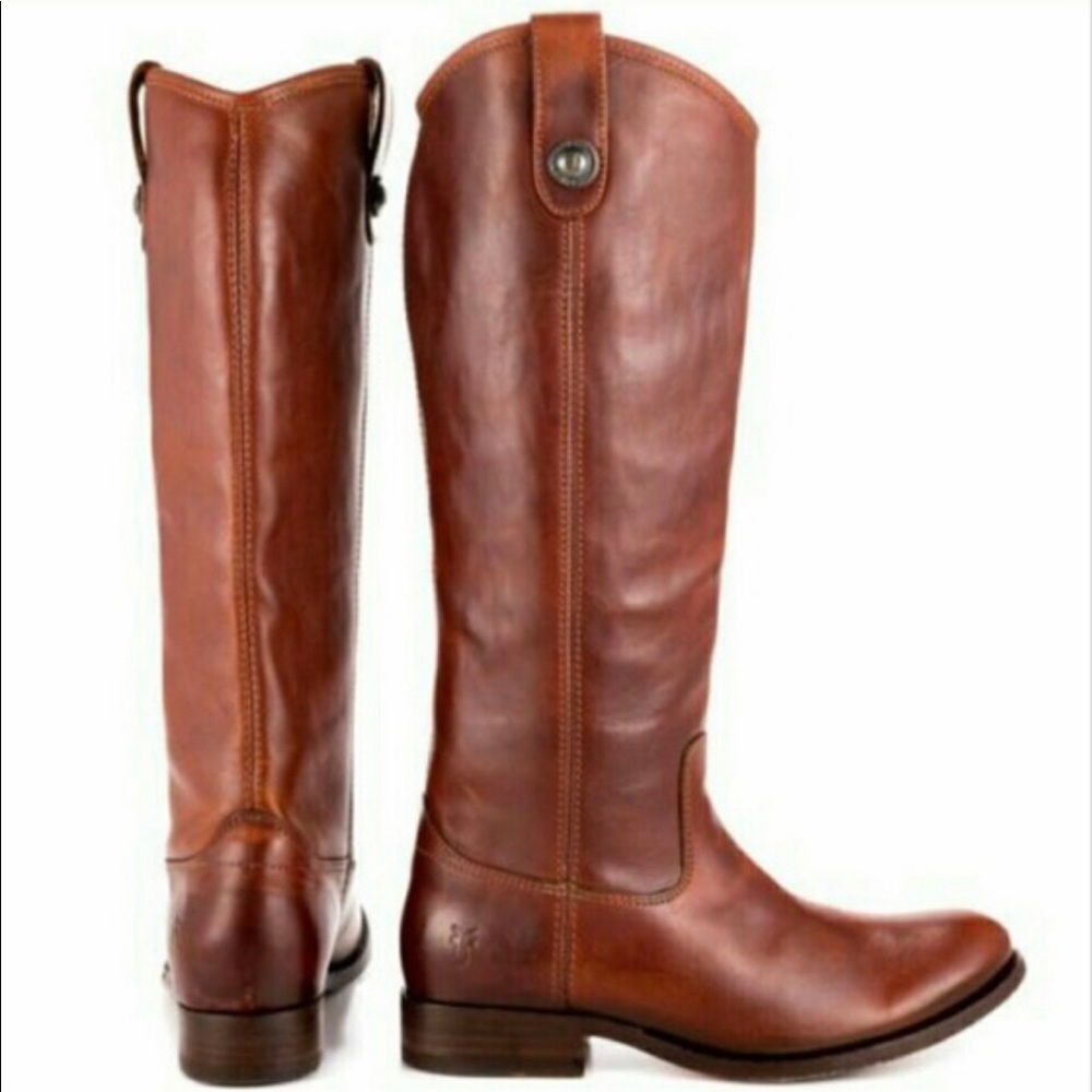Frye Cognac Melissa Button Boots